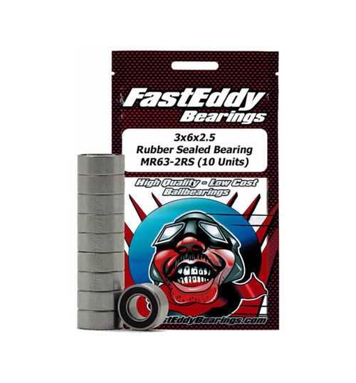 FastEddy 3x6x2.5 Rubber Sealed Bearing Mr63-2rs (10 Units) TFE302