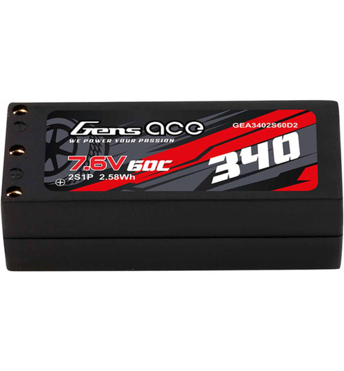 Gens Ace 340mAh 2S 60C 7.6V HV Lipo Battery w/ XT60 Plug GEA3402S60D2