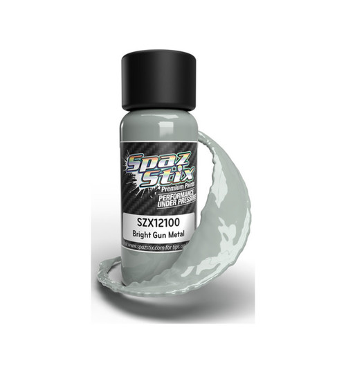 Spaz Stix Bright Gun Metal Airbrush Ready Paint, 2oz Bottle SZX12100