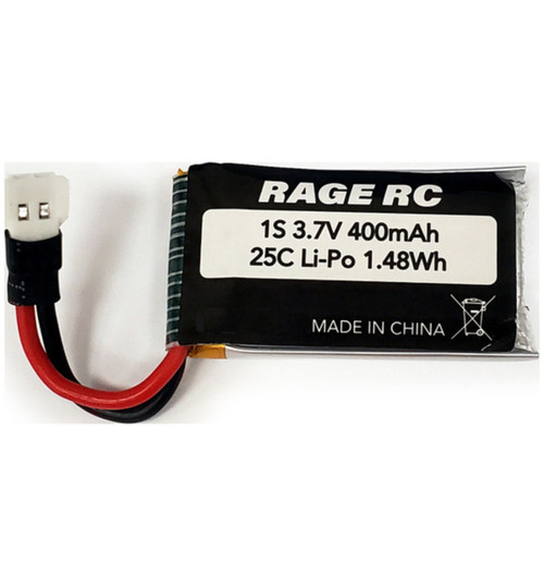 Rage RC 1s 3.7v 400mah 25c LiPo Battery; Super Cub MX Micro Warbirds RGRA1189