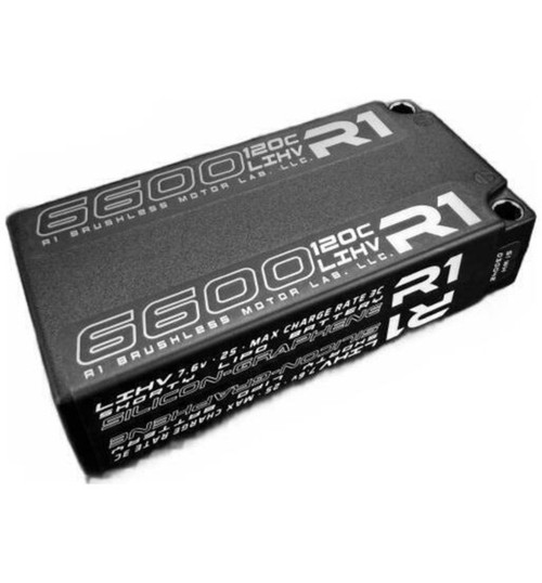 R1Wurks 6600mah 120c 7.6v 2S Shorty LiPo Battery Silicon Graph R1W030042