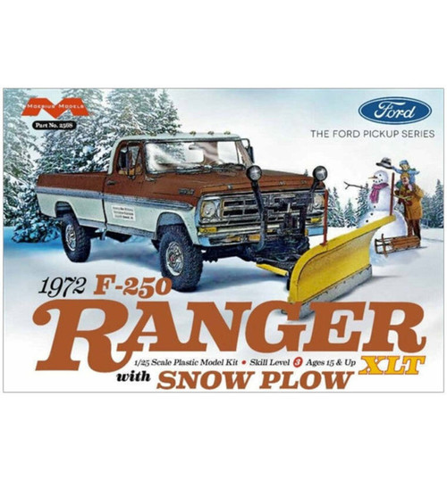 Moebius Models 1972 F0RD F-250 4x4 with Snow Plow Plastic Model Kit MOE2568