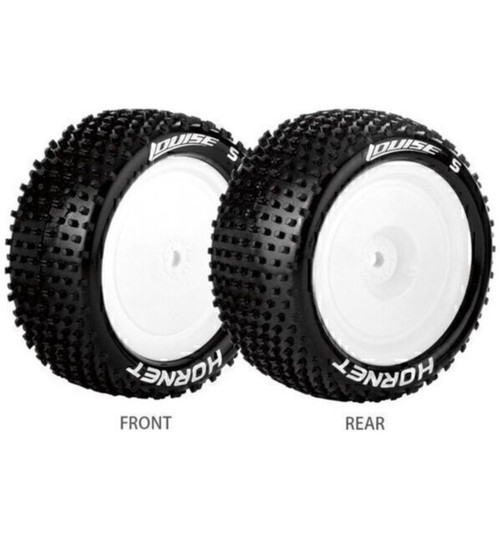 Louise RC E-Hornet 1/10 4WD Rear Buggy Tire Soft Mounted On White LOULT3172SWKR