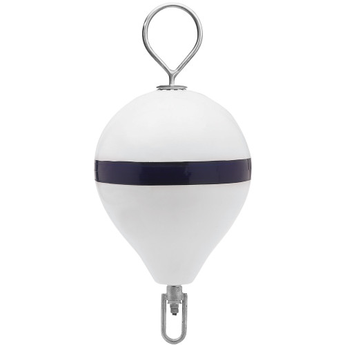 CM-2SS W-STR - Polyform Mooring Buoy w/SS 13.5" Diameter - White Blue Stripe