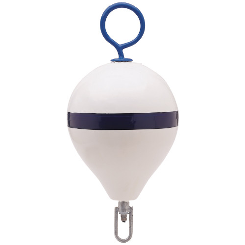 CM-3 WH-STR - Polyform Mooring Buoy w/Iron 17" Diameter - White Blue Stripe