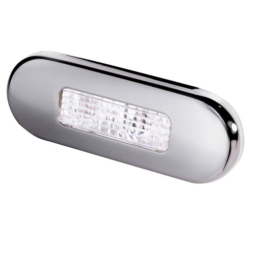 980869301 - Hella Marine Surface Mount Oblong LED Courtesy Lamp - White LED - Stainless Steel Bezel