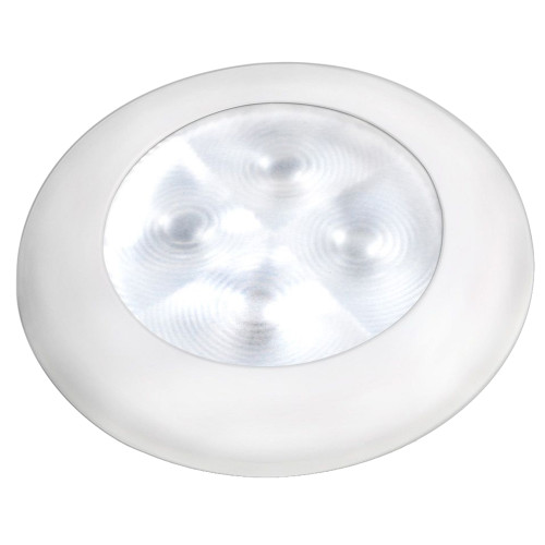 980500541 - Hella Marine Slim Line LED 'Enhanced Brightness' Round Courtesy Lamp - White LED - White Plastic Bezel - 12V