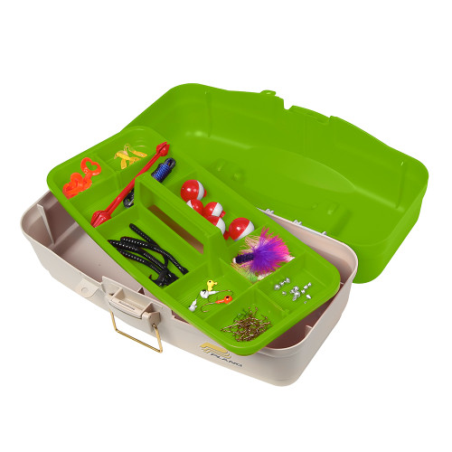 500010 - Plano Ready Set Fish On-Tray Tackle Box - Green/Tan