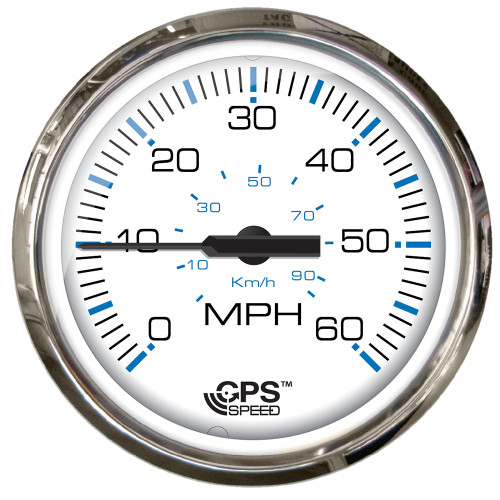 33839 - Faria Chesepeake White SS 4" Studded Speedometer - 60MPH (GPS)