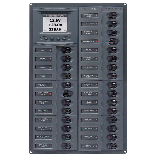 M28-DCSM - BEP Millennium Series DC Circuit Breaker Panel w/Digital Meters, 28SP DC12V