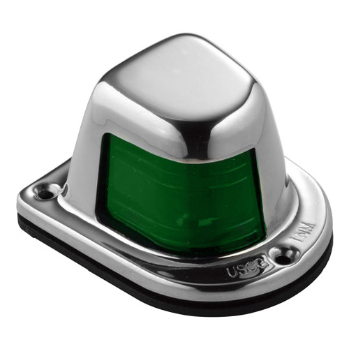 66319G7 - Attwood 1-Mile Deck Mount, Green Sidelight - 12V - Stainless Steel Housing