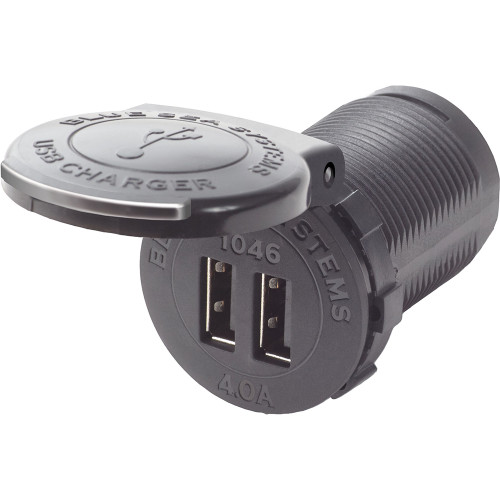 1046 Blue Sea 1046 48V Dual USB Charger Socket Mount