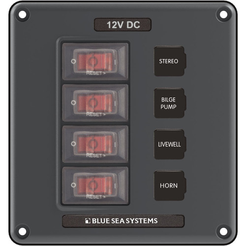 4320 Blue Sea 4320 Circuit Breaker Switch Panel 4 Position - Gray