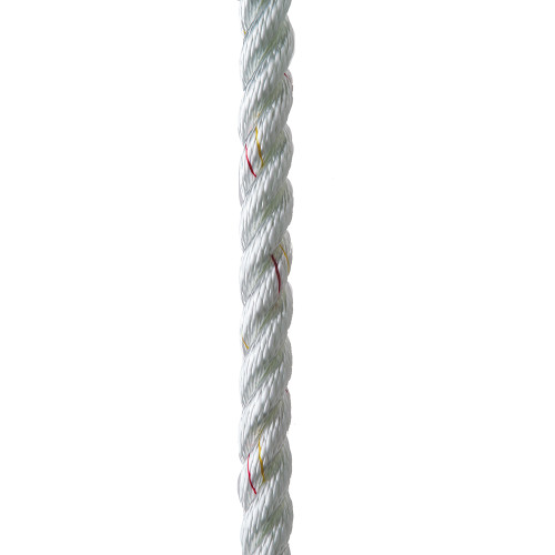 C6050-24-00025 New England Ropes 3/4" X 25' Premium Nylon 3 Strand Dock Line - White w/Tracer