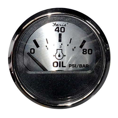 16002 Faria 2" Oil Pressure Gauge (80 PSI) - Spun Silver