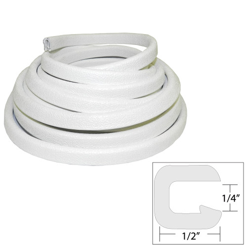 V30-1008W25-1 - TACO Flexible Vinyl Trim - &#188;" Opening x &#189;"W x 25'L - White