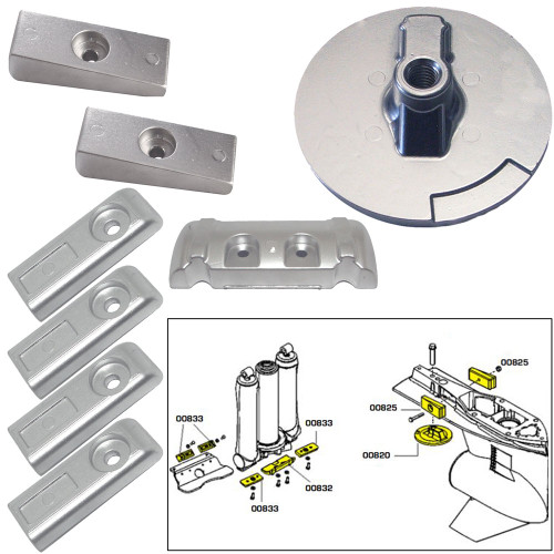 20816 - Tecnoseal Anode Kit w/Hardware - Mercury Verado 6 - Zinc