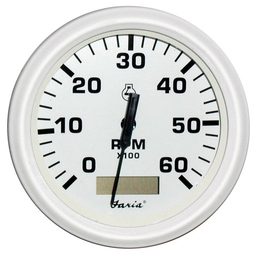 33132 - Faria Dress White 4" Tachometer w/Hourmeter - 6,000 RPM (Gas - Inboard)