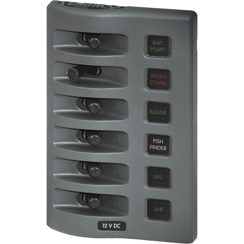 4306 - Blue Sea 4306 WeatherDeck Water Resistant Fuse Panel - 6 Position - Grey
