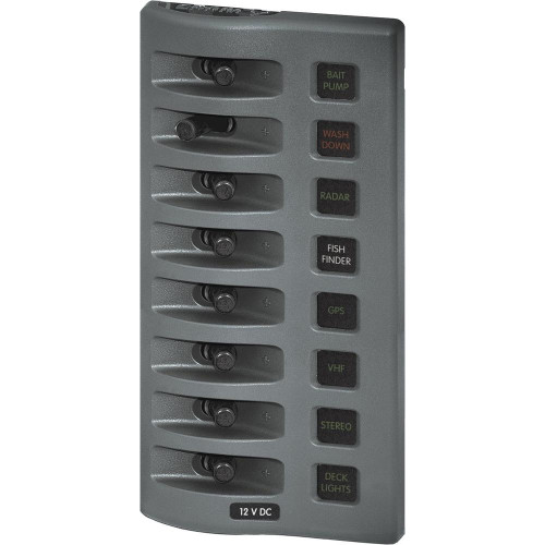 4308 - Blue Sea 4308 WeatherDeck Water Resistant Fuse Panel - 8 Position - Grey