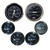 KTF064 Faria Box Set of 6 Gauges - Speed, Tach, Fuel Level, Voltmeter, Water, Temp & Oil PSI - Chesapeake Black w/Stainless Steel Bezel