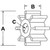 A = Outside Diameter = 2-3/4"
B = Width = 2-1/2"
C = Hub Inside Diameter = 1"