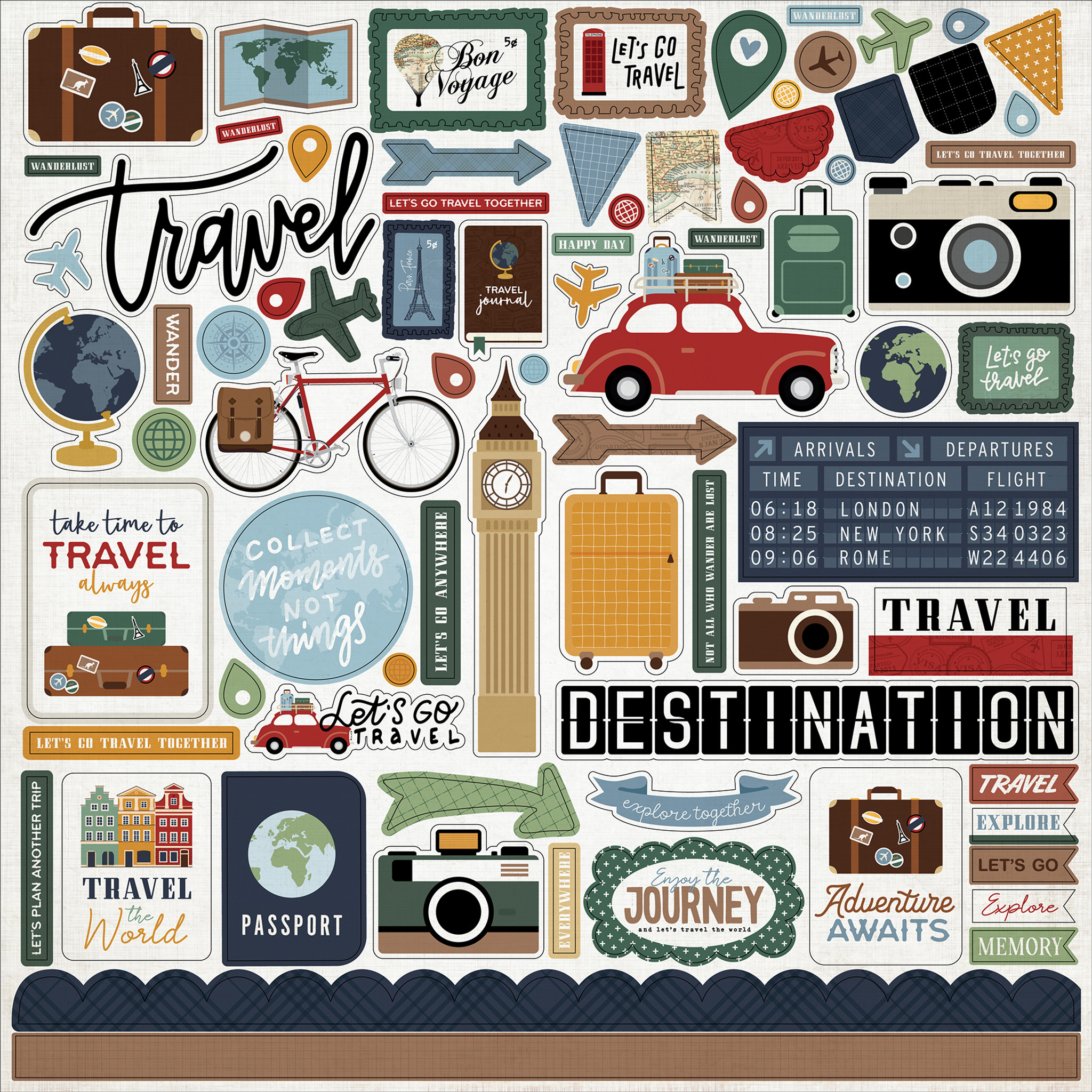 Imagine That 12x12 Travel Scrapbook Kit summer vacation photos stickers  papers