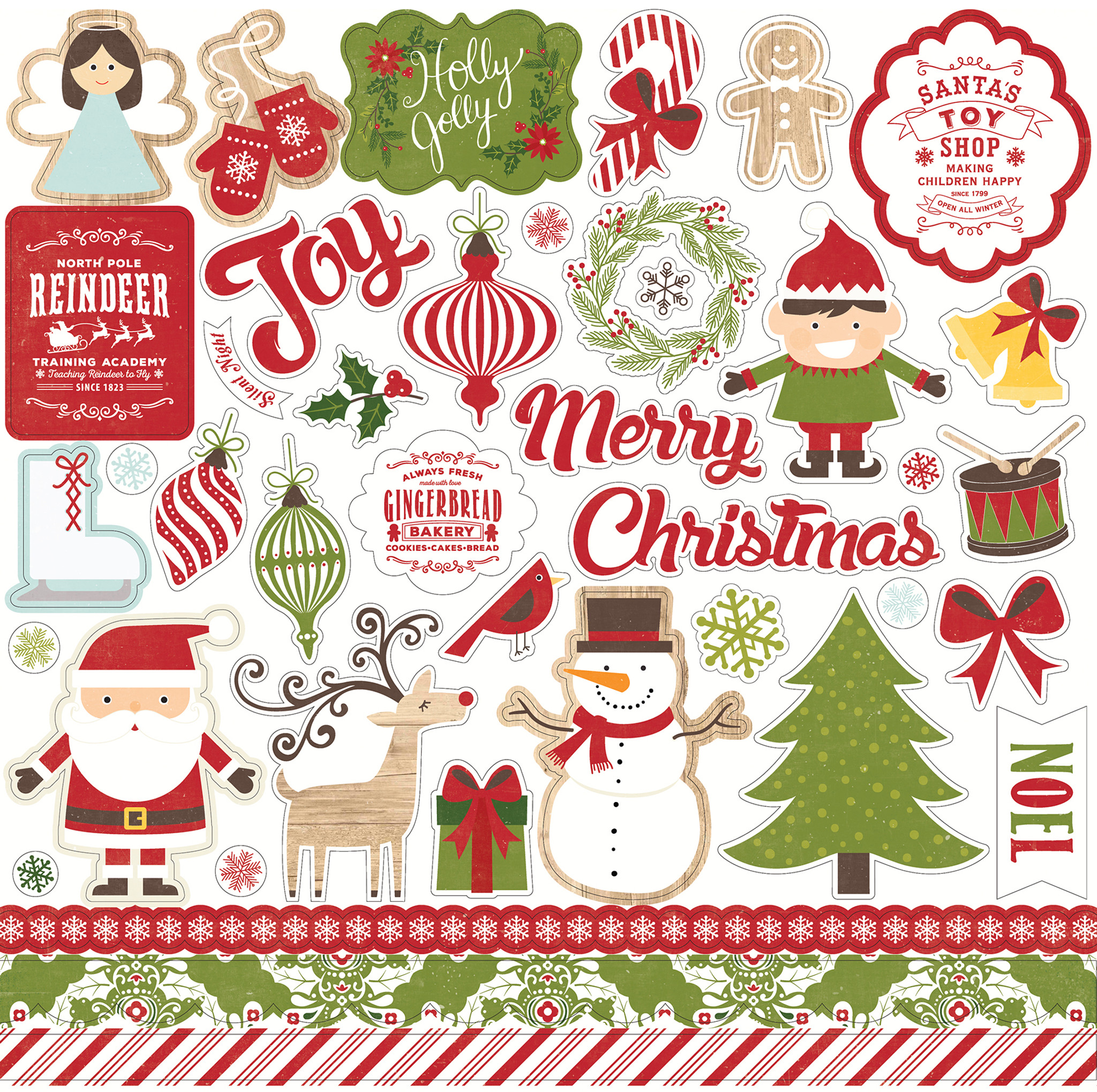 I Love Christmas Element Sticker Sheet - Echo Park Paper Co.