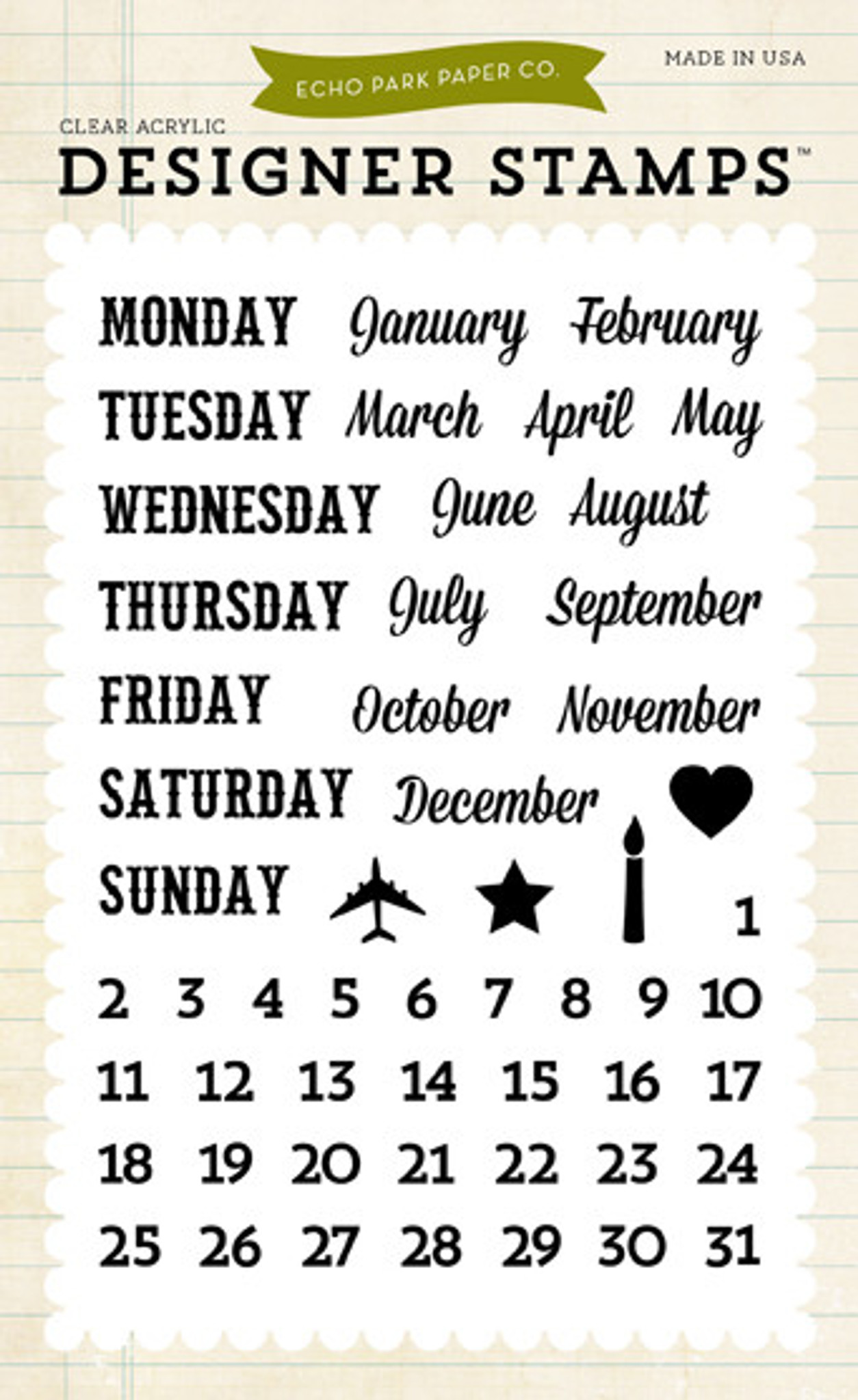 Through The Year: Calendar Stamp Set - Echo Park Paper Co.