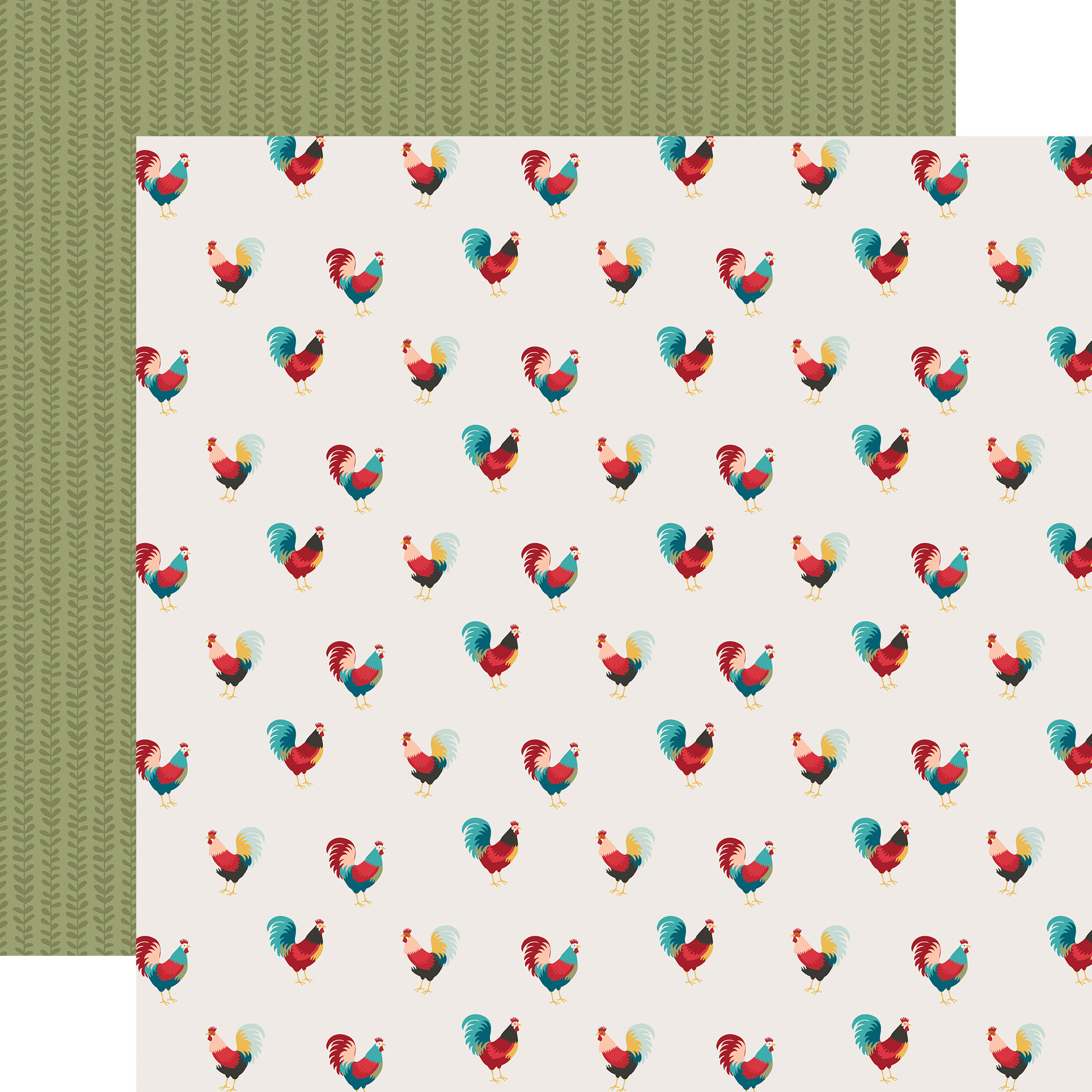 Farmhouse Kitchen Roaming Roosters 12x12 Patterned Paper Echo Park