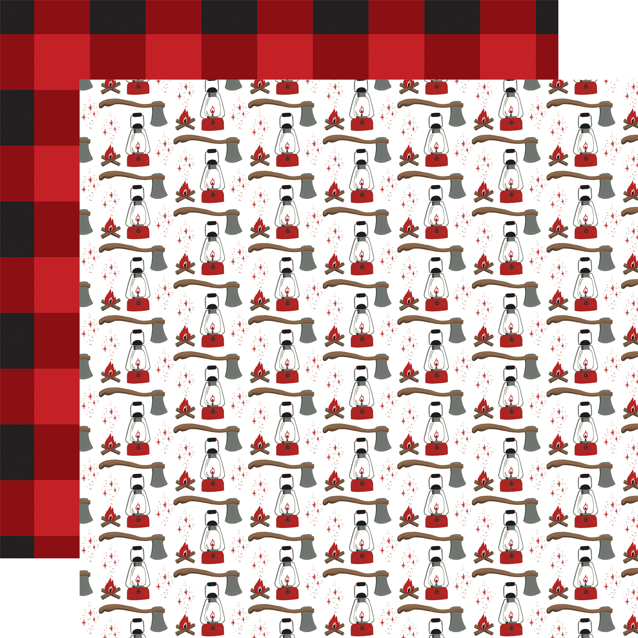 Let's Lumberjack: Red / Grey 12x12 Coordinating Solid - Echo Park