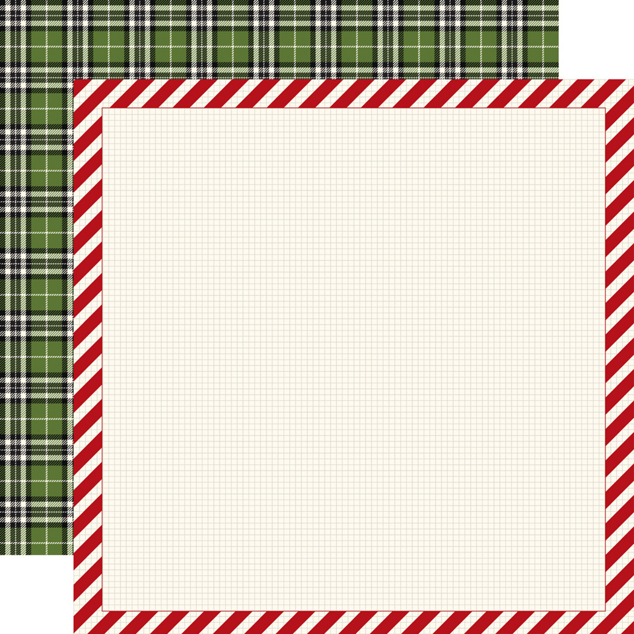 Christmas Gold Foil Stripe - Olive Green 12x12 Patterned Paper