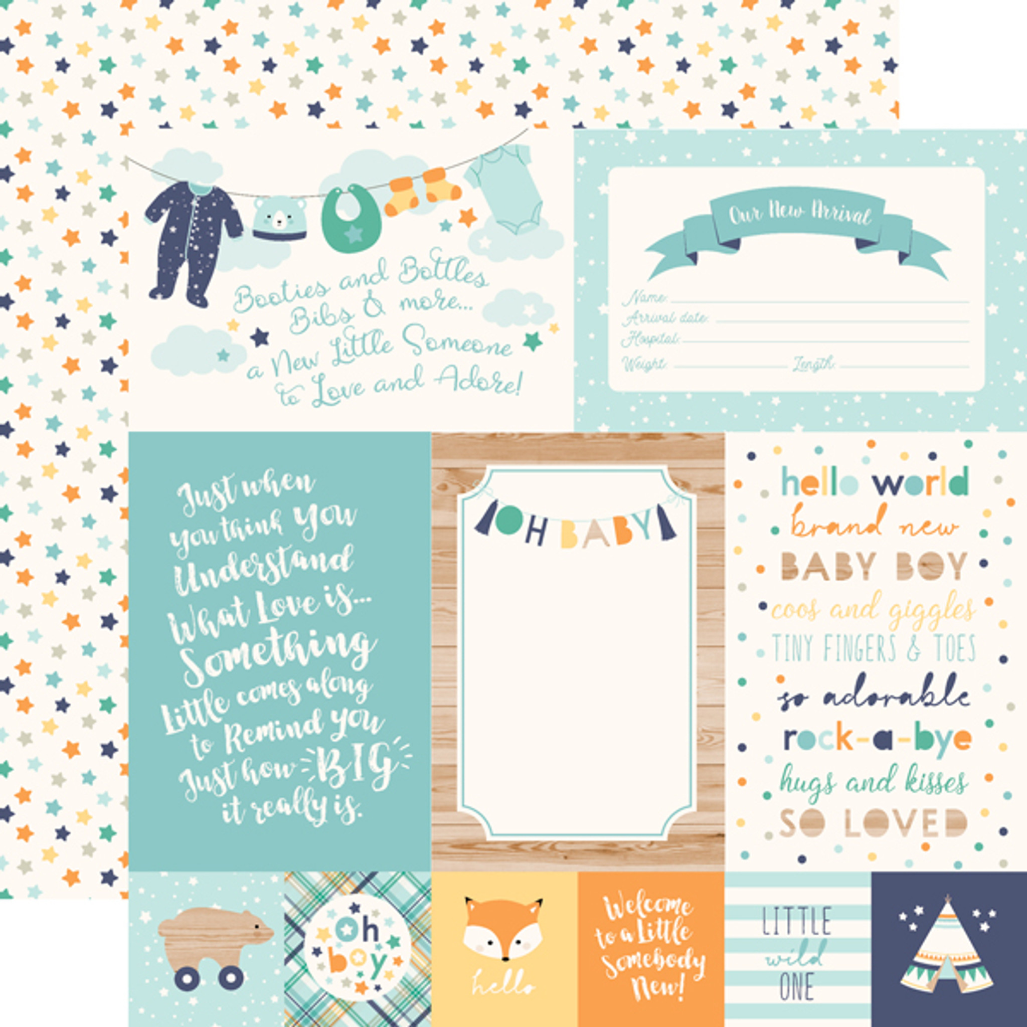 Rock-A-Bye Baby Boy Cardstock Stickers 12X12