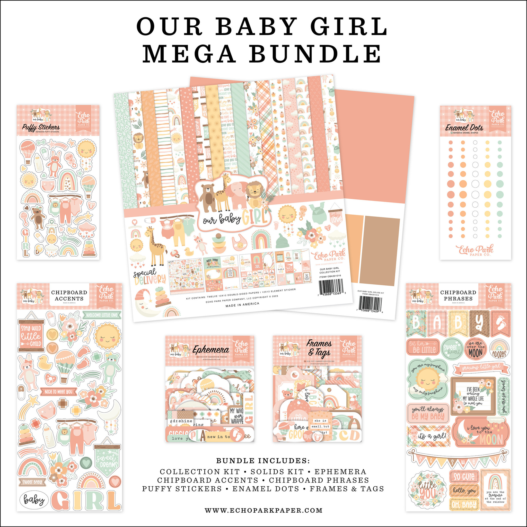 Our Baby Girl: Our Baby Girl Puffy Stickers - Echo Park Paper Co.