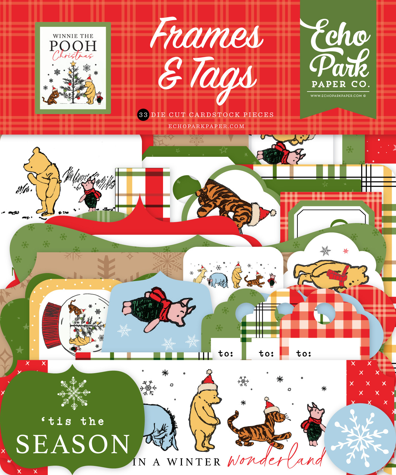 Winnie The Pooh Christmas Frames & Tags - Echo Park Paper Co