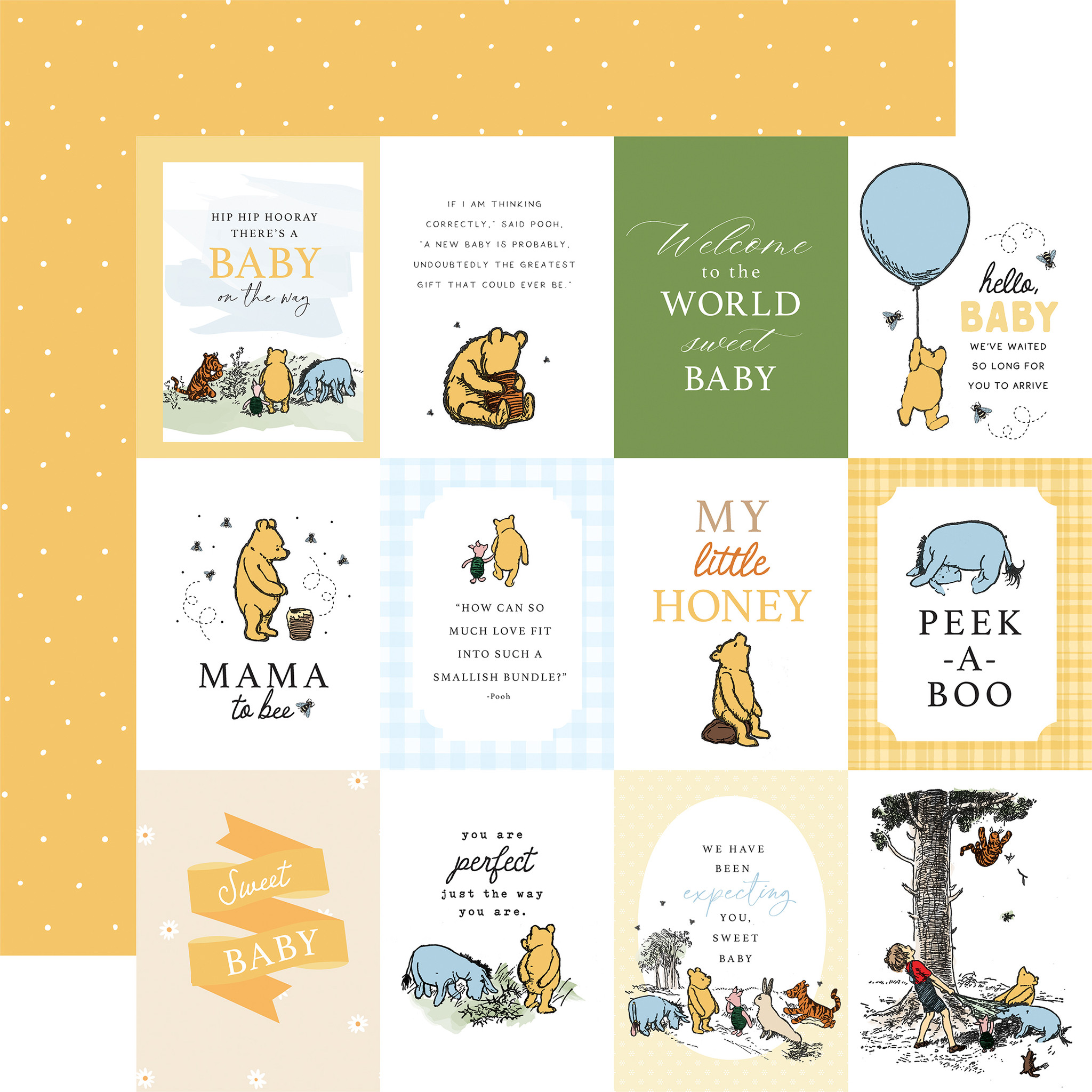 Winnie The Pooh Baby: 3x4 Journaling Cards 12x12 Patterned Paper