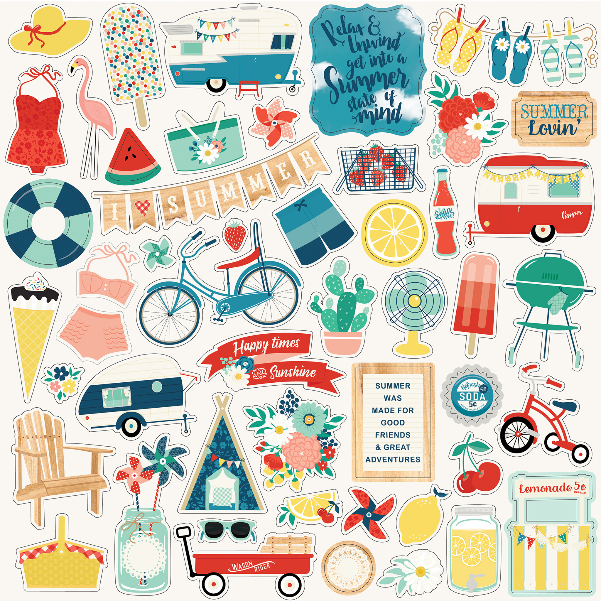 Gingham Girlies Sunshine Sticker Sheet: Craft Stickers for Kids