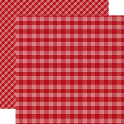 Gingham: Dark Red Gingham 12x12 Patterned Paper - Echo Park Paper Co
