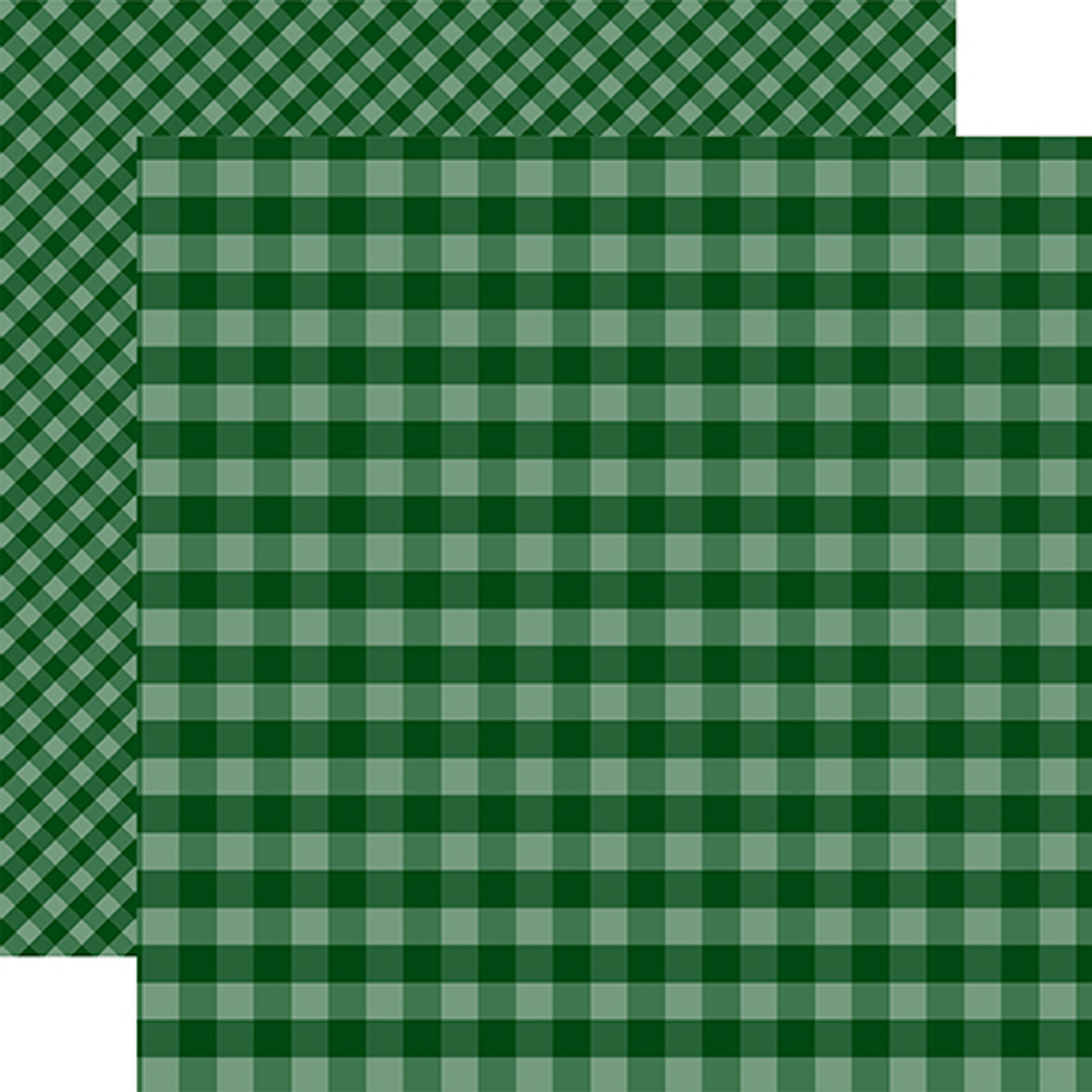 Gingham: Dark Green Gingham 12x12 Patterned Paper