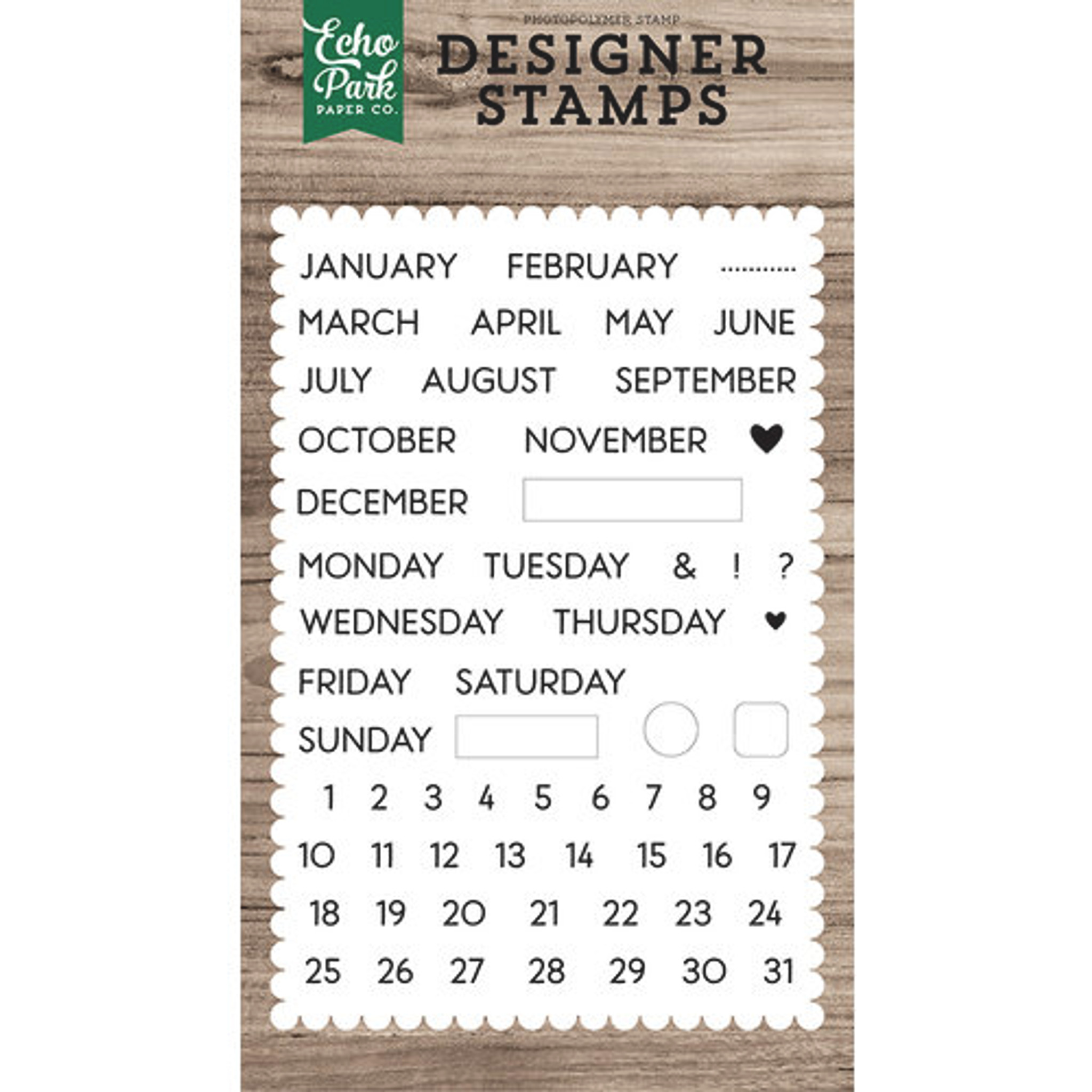 Monthly Calendar Stamp