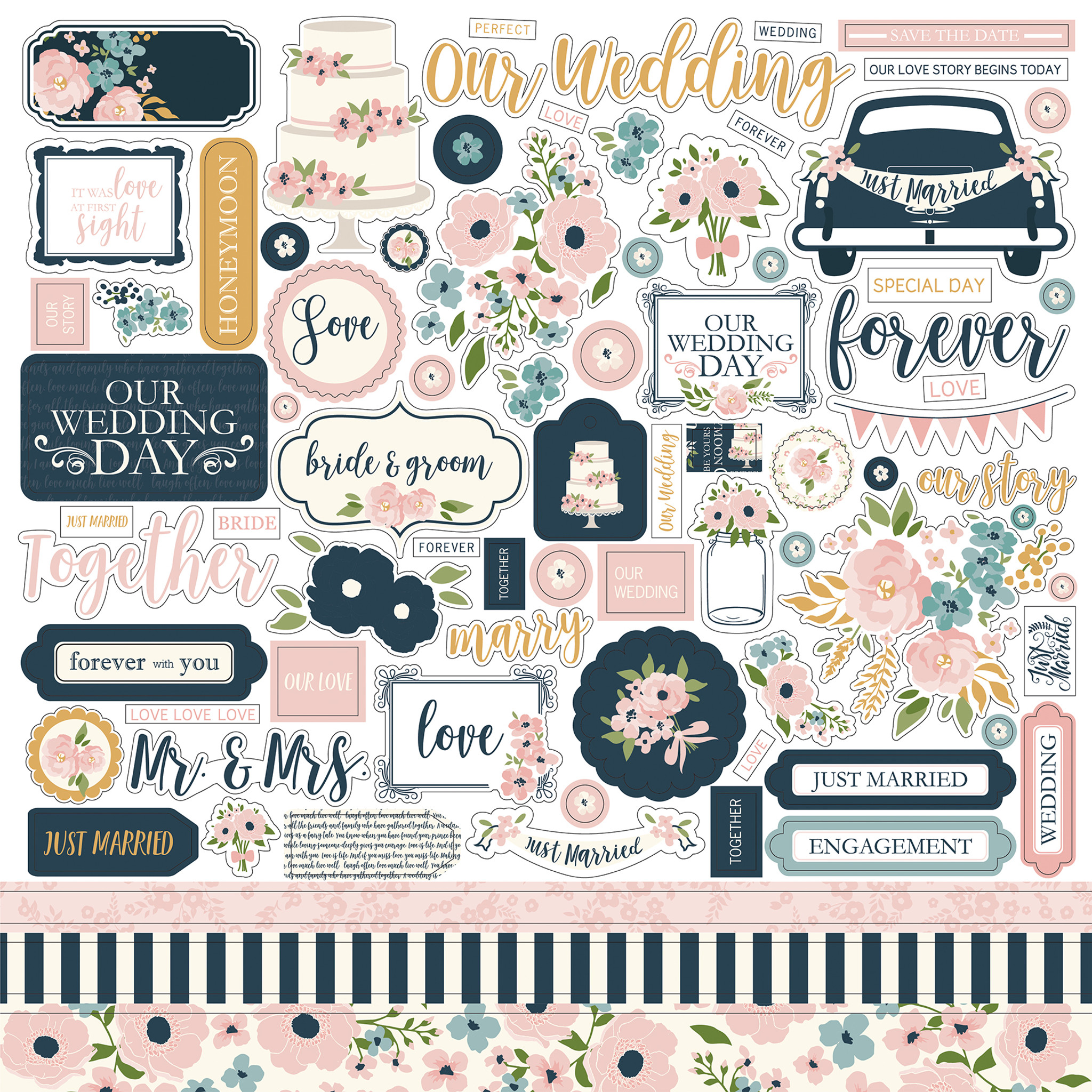 I Do - for Wedding - Scrapbook Sticker Sheet Stickers Love