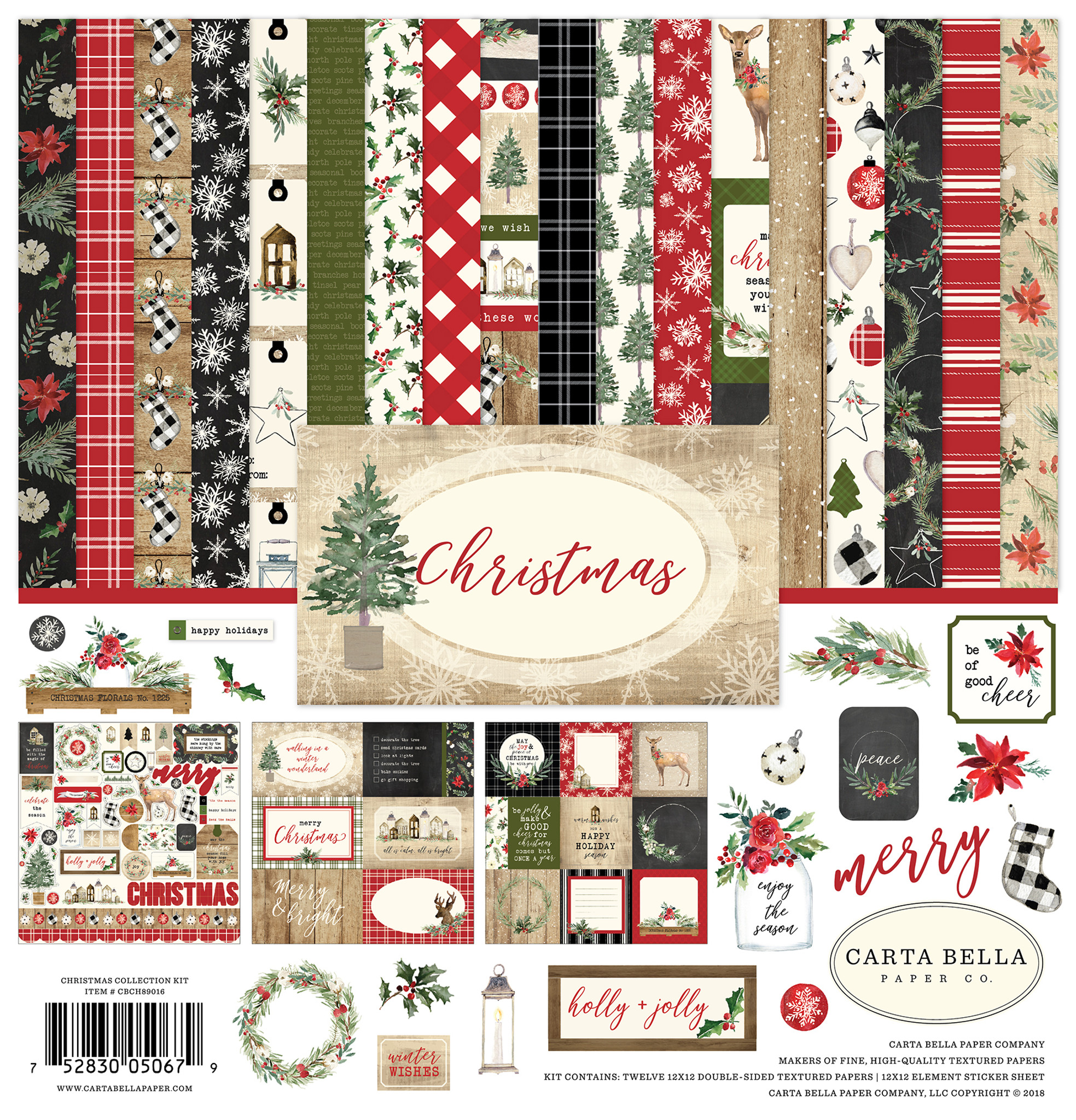 Carta Bella Collection Kit 12X12-Joyful Christmas Flora - 691835230511