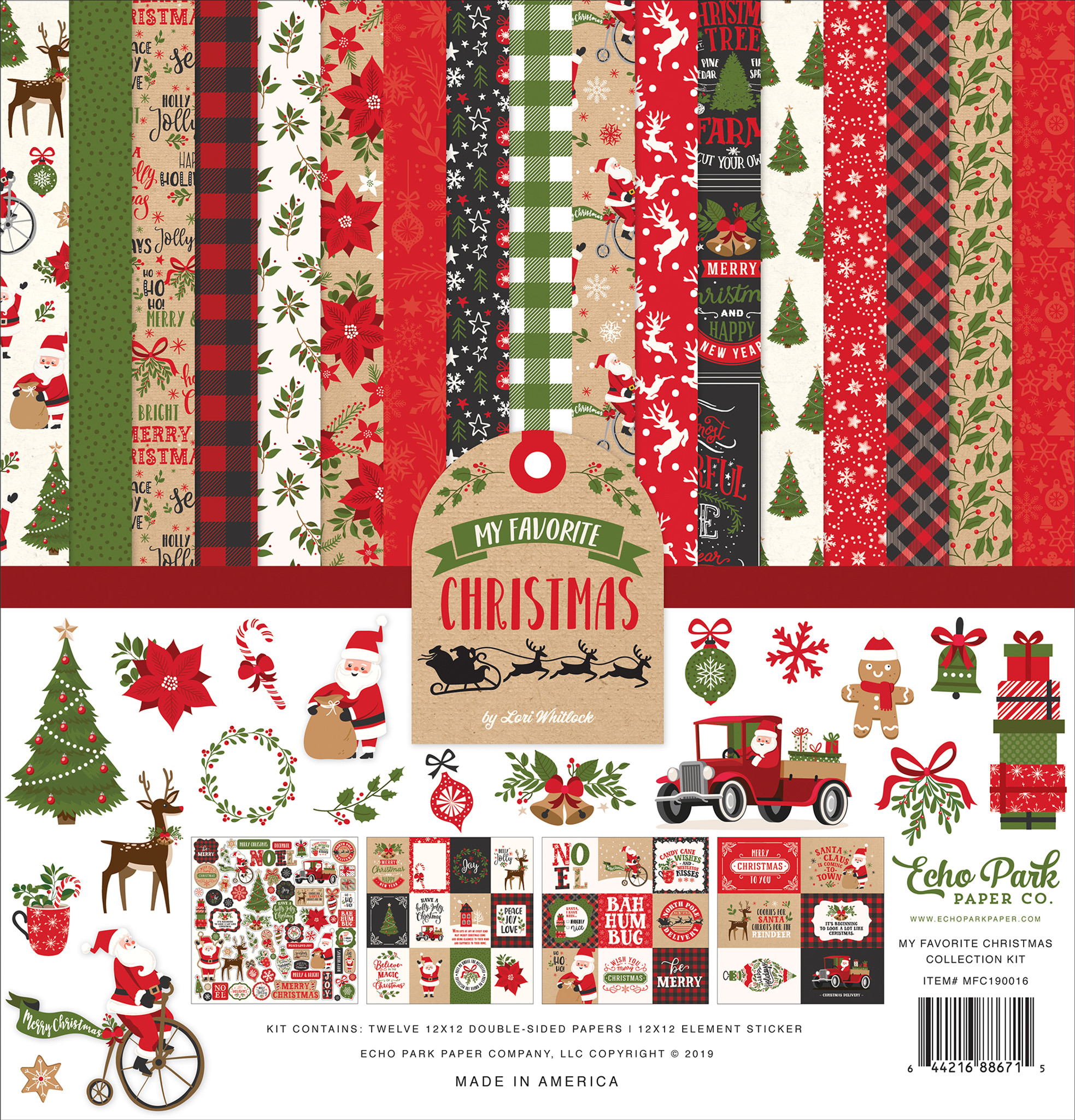 I Love Christmas Element Sticker Sheet - Echo Park Paper Co.