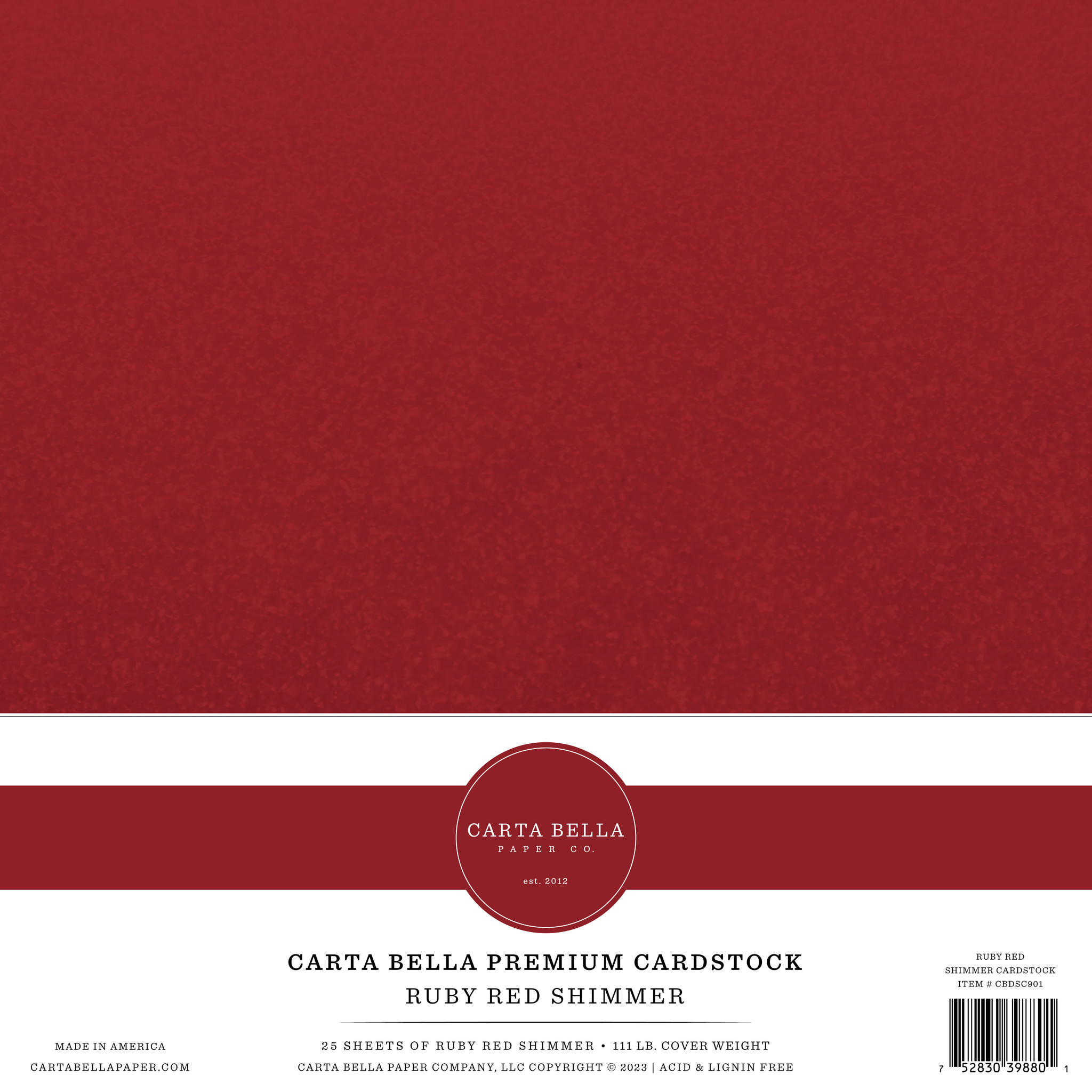 Ruby Red Shimmer Cardstock - Echo Park Paper Co.