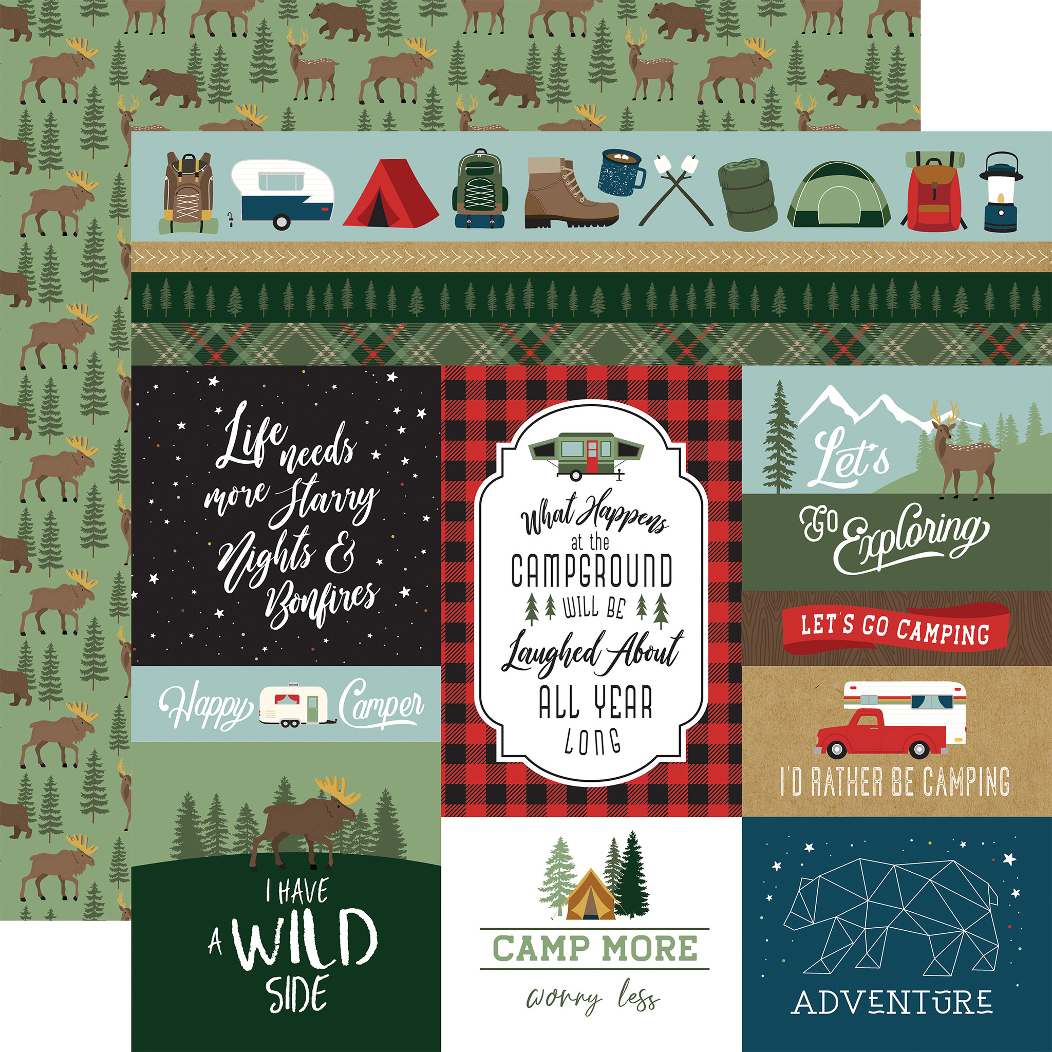 Let's Go Camping: Multi Journaling Cards 12x12 Patterned Paper - Echo Park  Paper Co