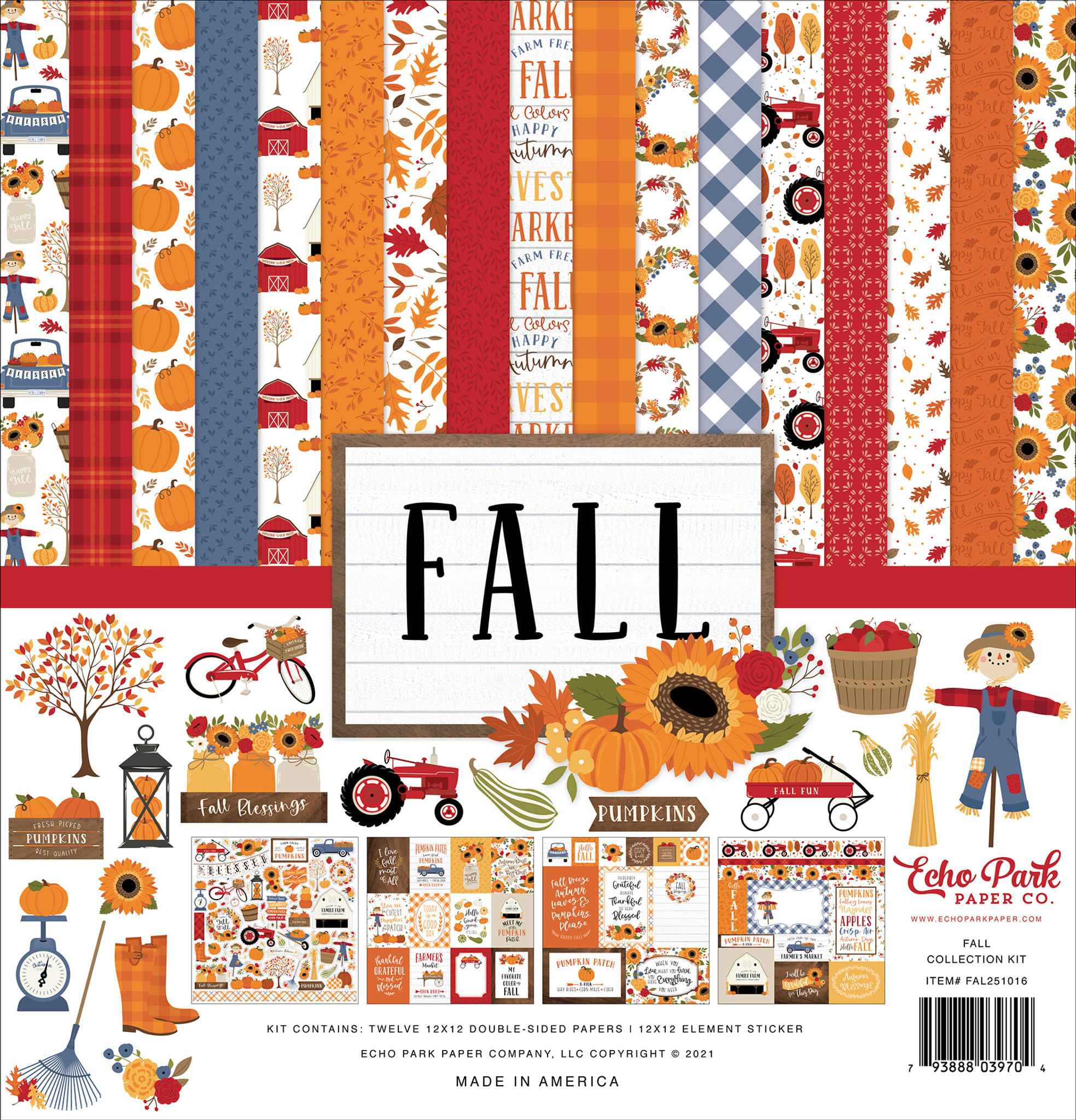 Echo Park Paper Happy Fall 12x12 Scrapbook Cardstock Collection