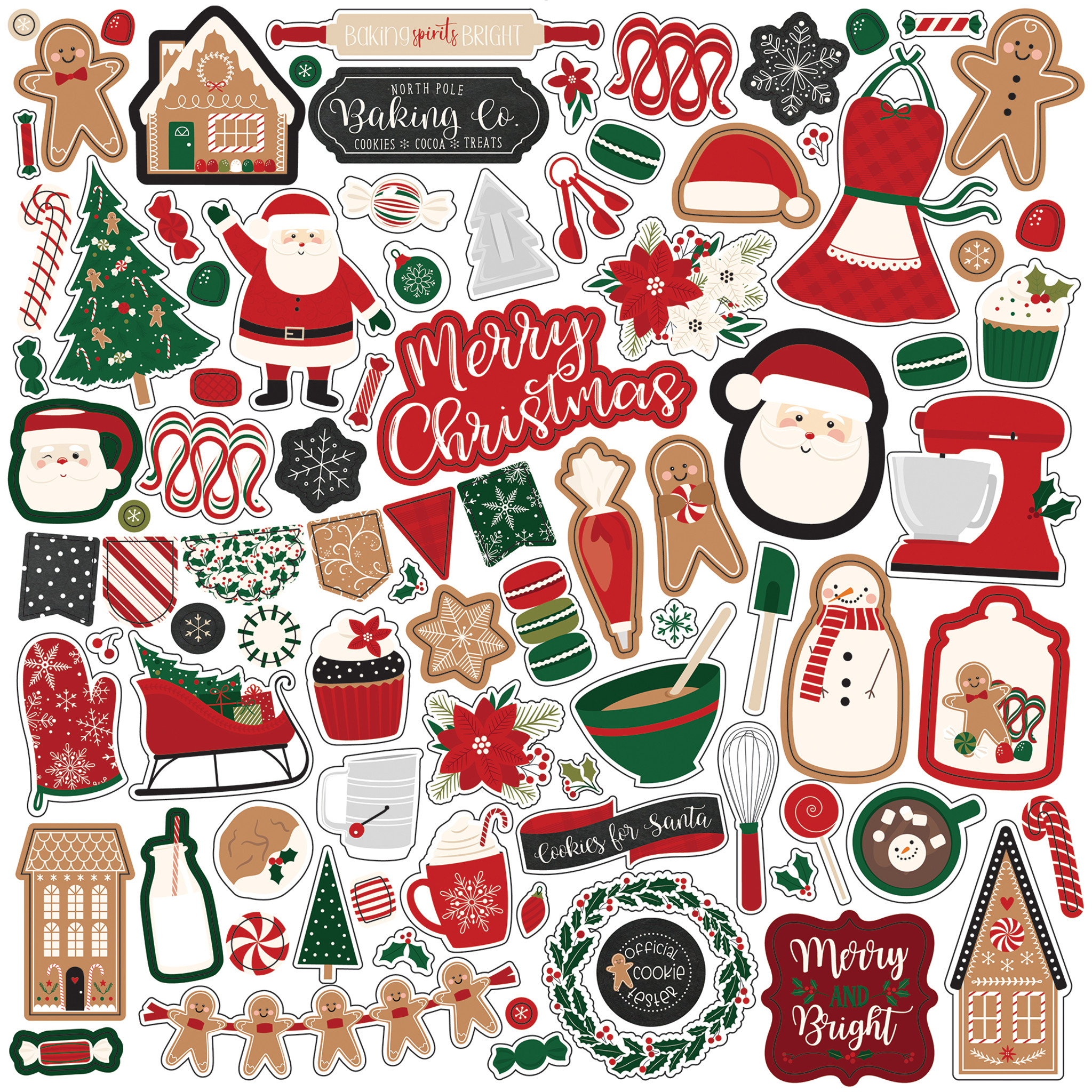 I Love Christmas Element Sticker Sheet - Echo Park Paper Co.