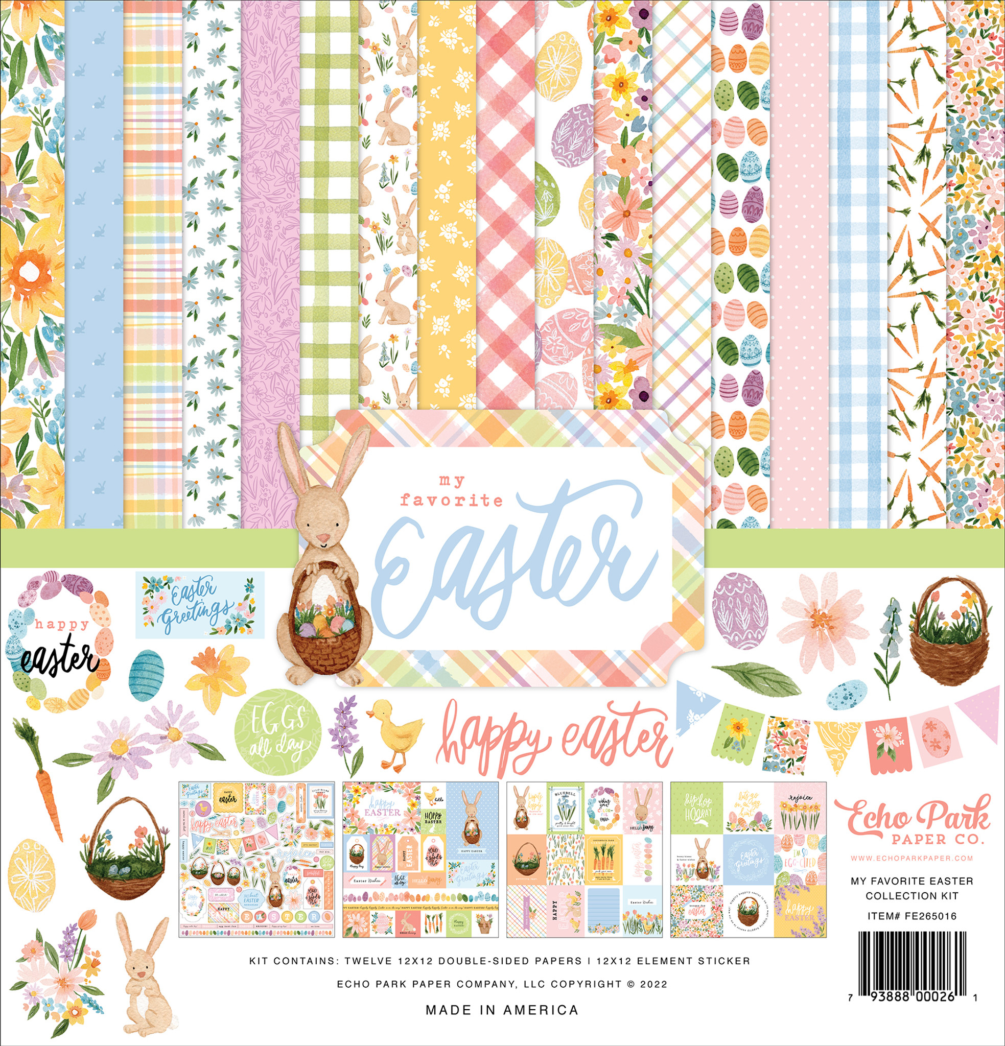 My Favorite Easter: Colored Eggs 12x12 Patterned Paper - Echo Park