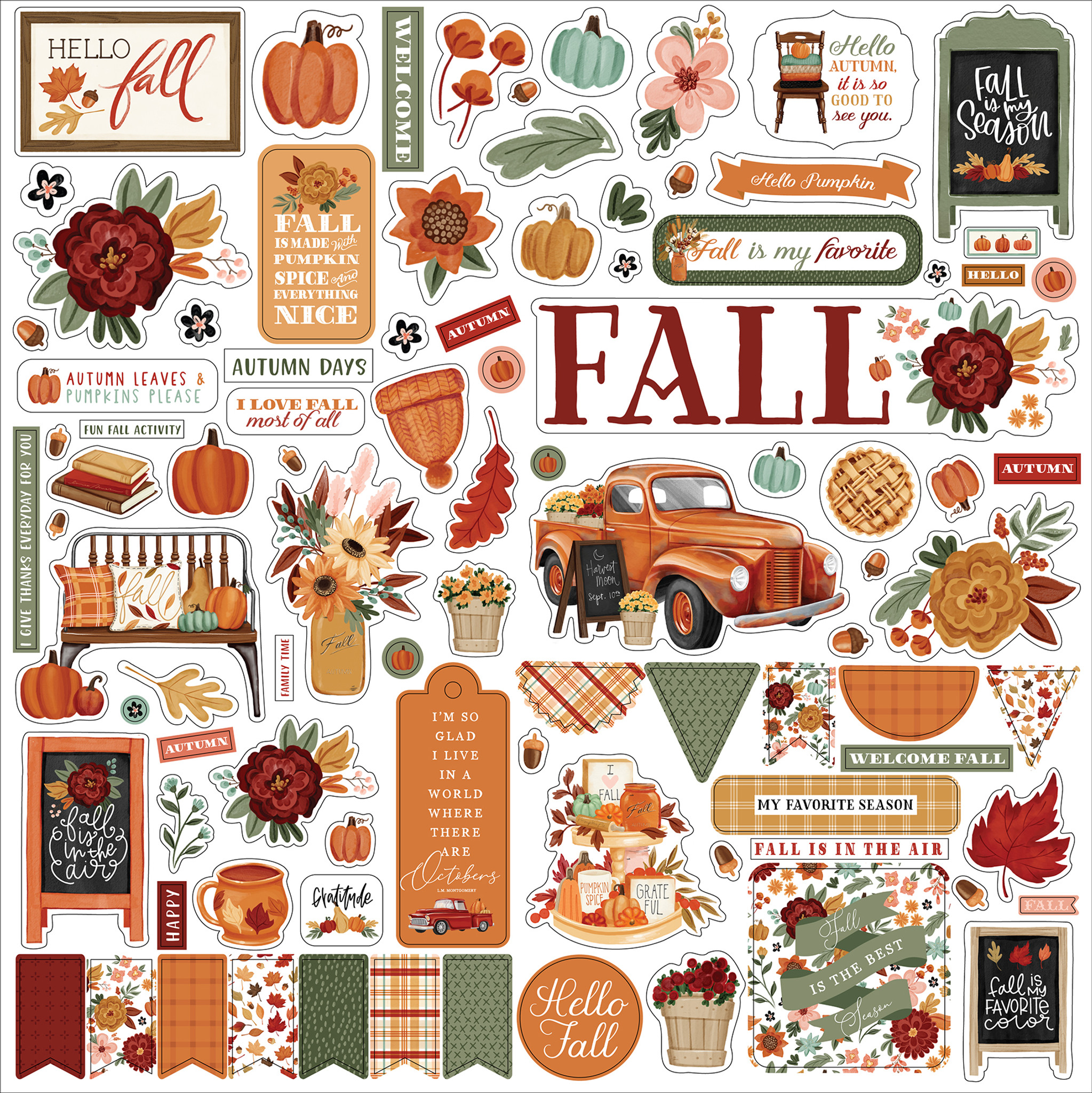 I Love Christmas Element Sticker Sheet - Echo Park Paper Co.