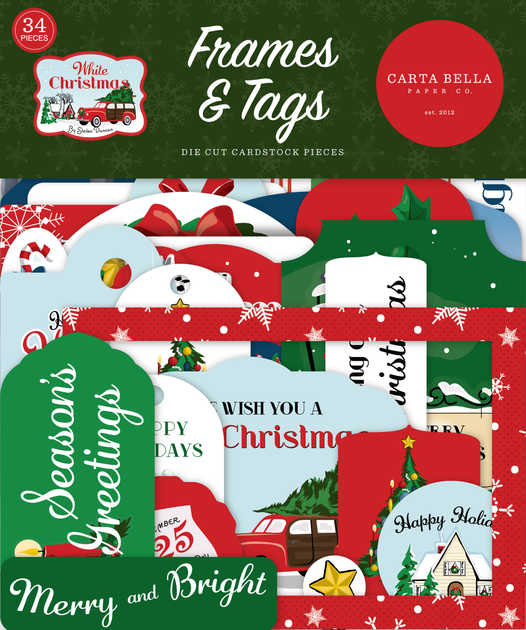 Carta Bella Cardstock Ephemera-Frames & Tags, A Wonderful Christmas